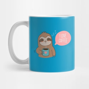 Cute Cartoon Coffee Sloth T-Shirt Mug